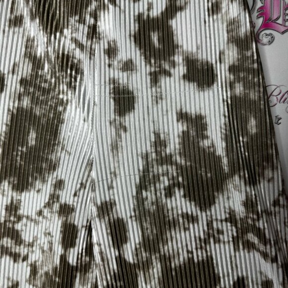 Casa Donna pants pleated tie dye white green stretchy flare leg shimmer fabric - Picture 8 of 13